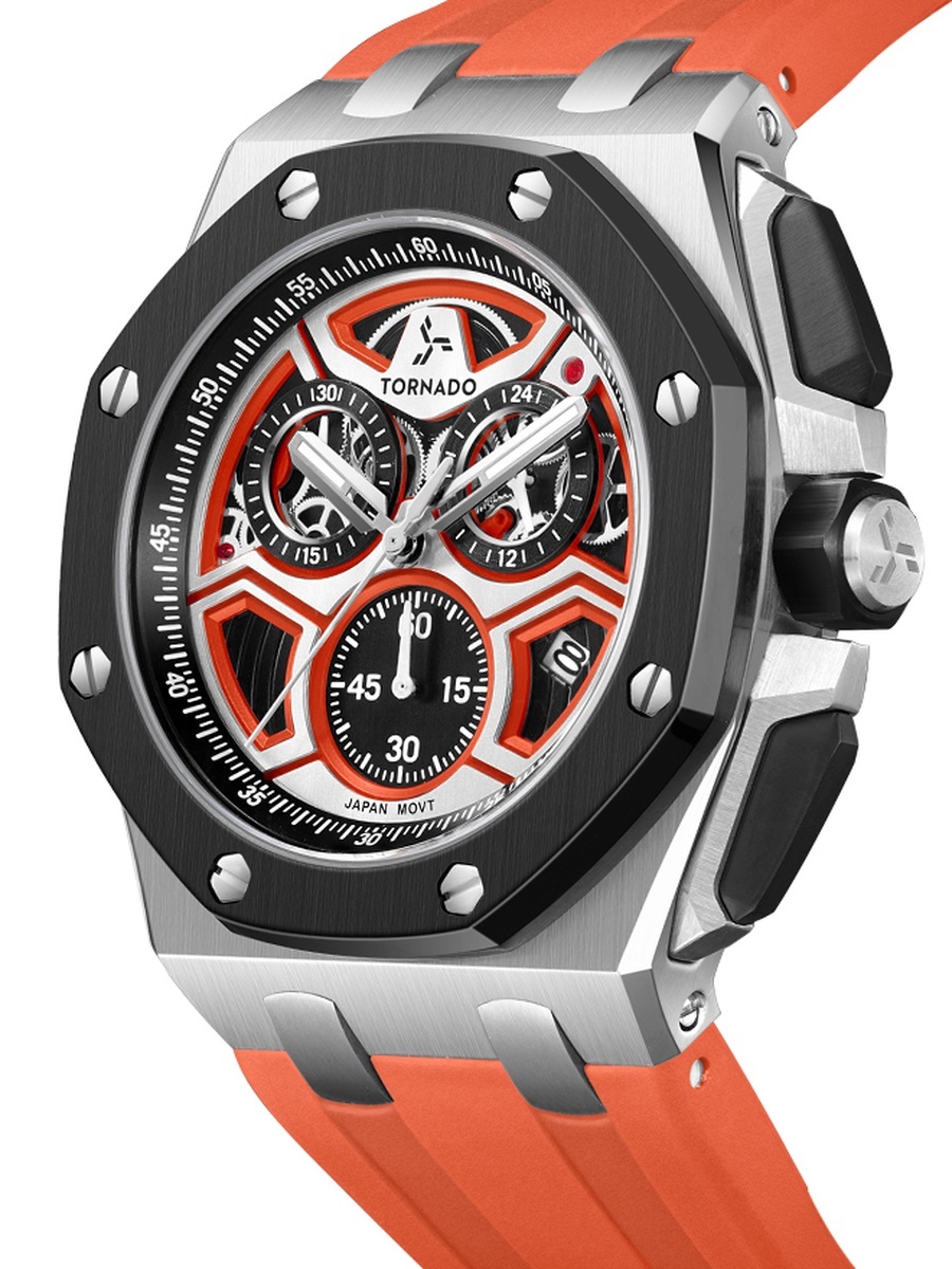 LUMINA CHRONOSPHERE Men Miyota JS05 Movement Watch with Chronograph Display and High Quality Flexible Silicone Strap - T25103-SSRRB, Red