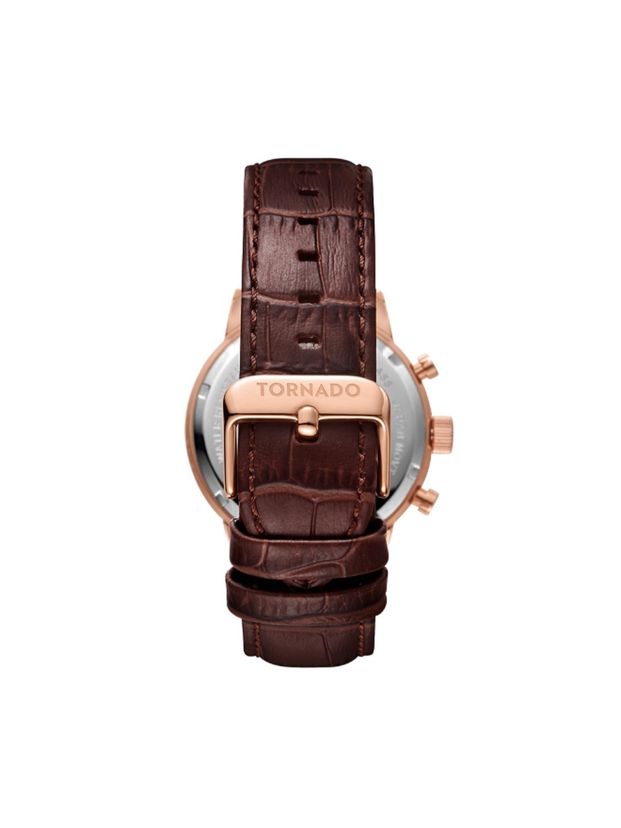 CELESTIA ELITE Men Miyota JS15 Movement Watch with Chronograph Display and Genuine Leather Strap - T6102-RLDI, Brown
