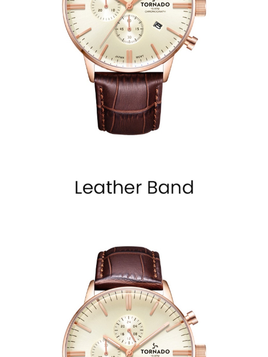 CELESTIA ELITE Men Miyota JS15 Movement Watch with Chronograph Display and Genuine Leather Strap - T6102-RLDI, Brown