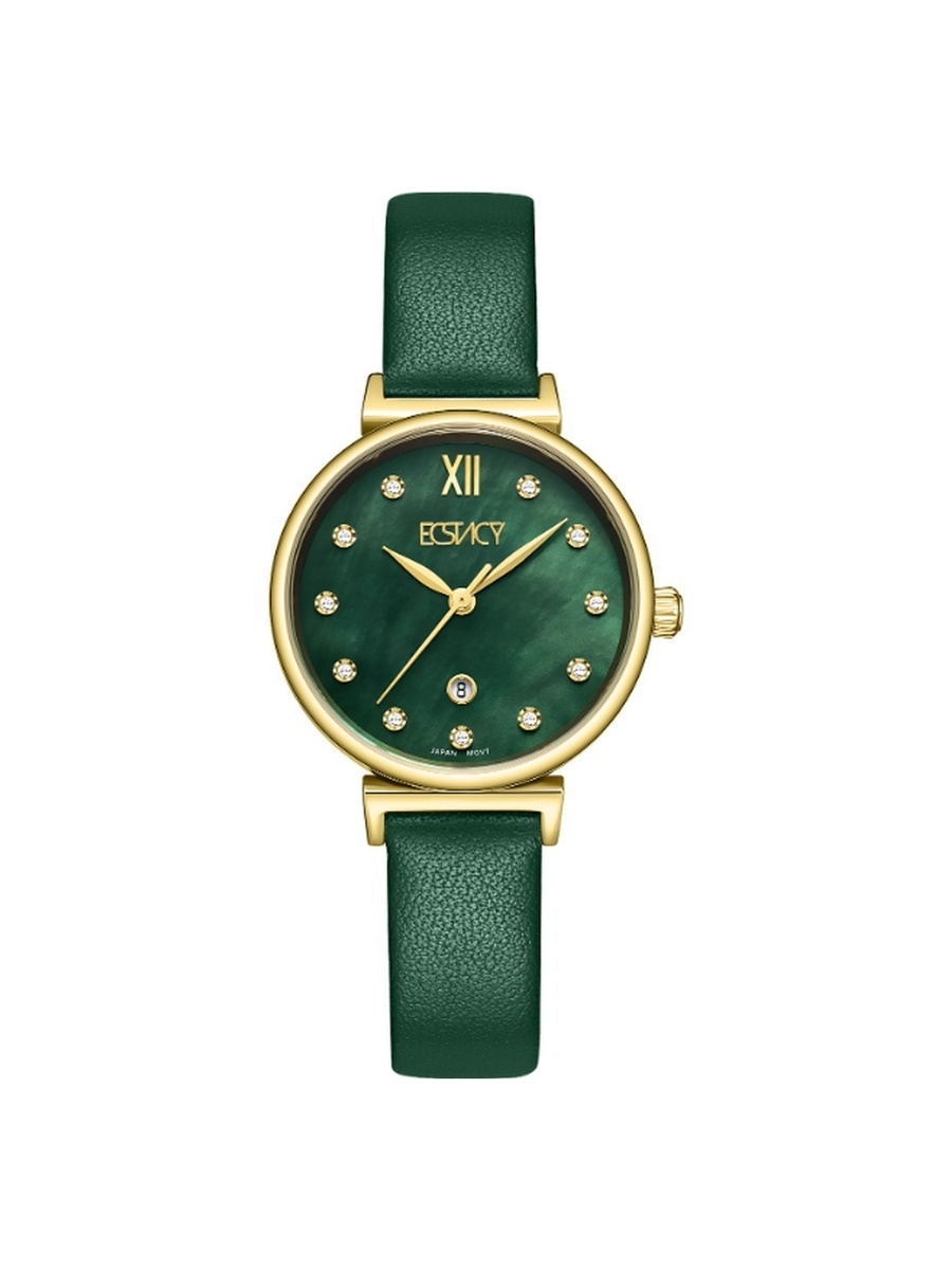 Women GL12 Analog Display Movement Watch with Genuine Leather Strap - E25507-GLGMG