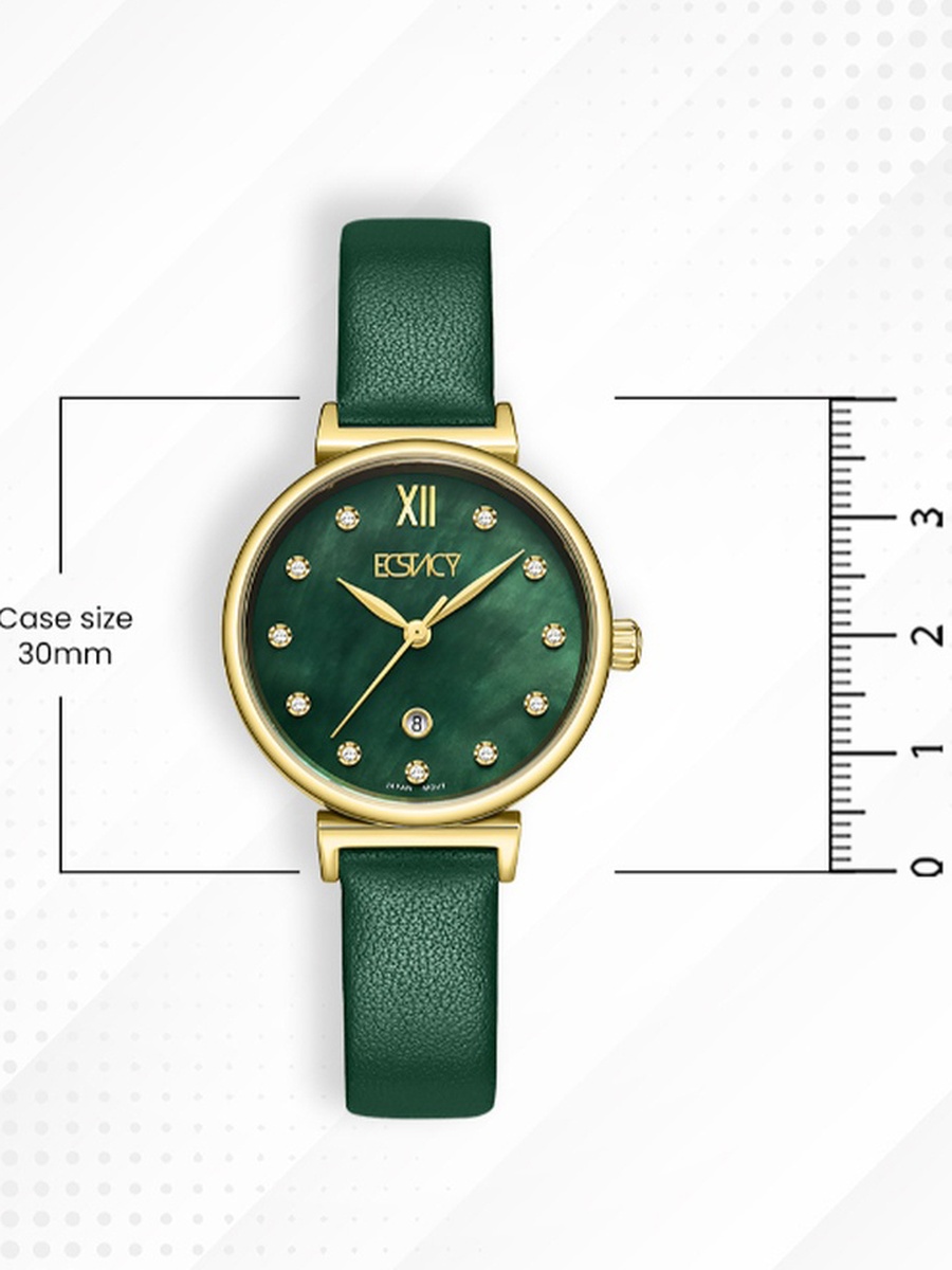 Women GL12 Analog Display Movement Watch with Genuine Leather Strap - E25507-GLGMG