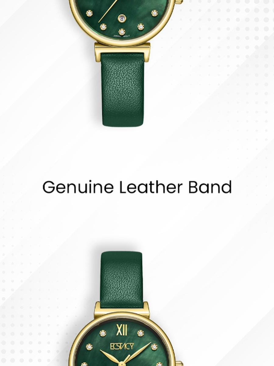 Women GL12 Analog Display Movement Watch with Genuine Leather Strap - E25507-GLGMG