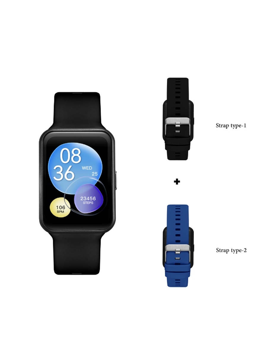 Unisex Electronic Movement Watch with Smart Display and Silicone Strap - KBLZ-XSBBN