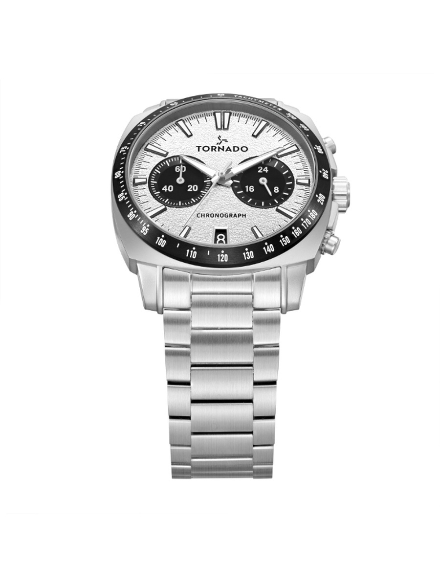 Gift Set - Men Seiko VK64 Movement Watch with Chronograph Display and Stainless Steel Brushed Links Strap - T25104S-SBSW-B, Silver