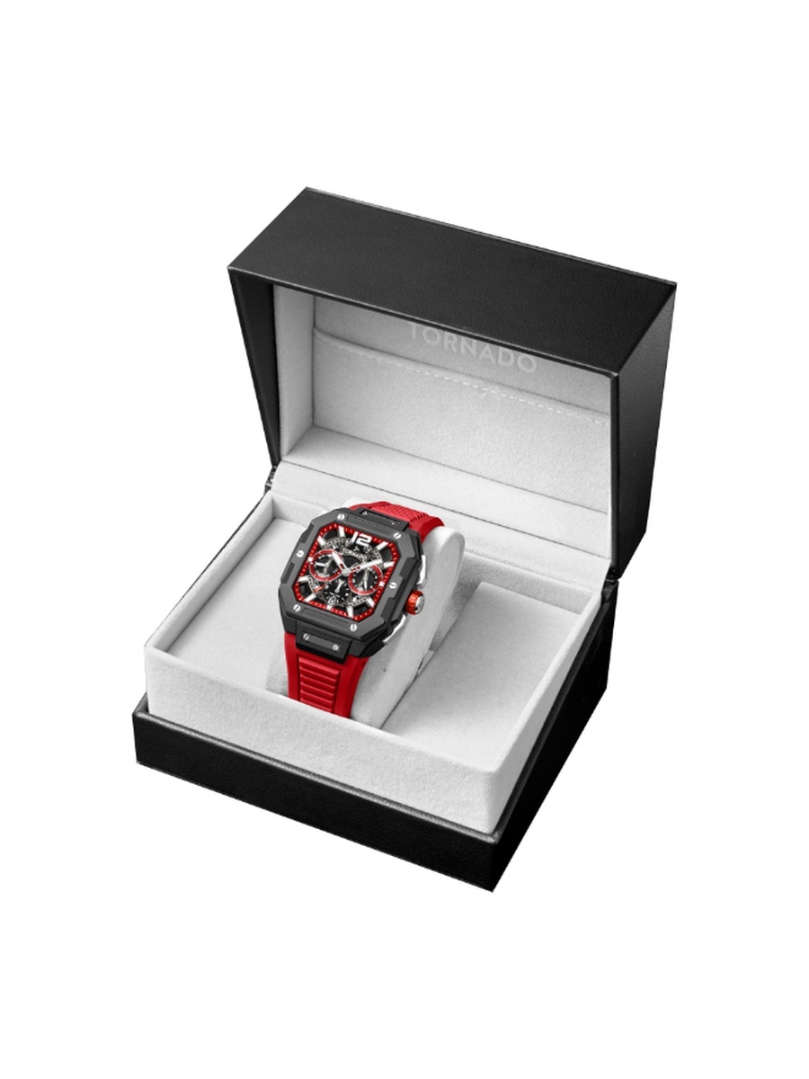 XENITH CURVE Men Miyota JP25 Movement Watch with Multi Function Display and FKM Strap - T26101-XFRR, Red