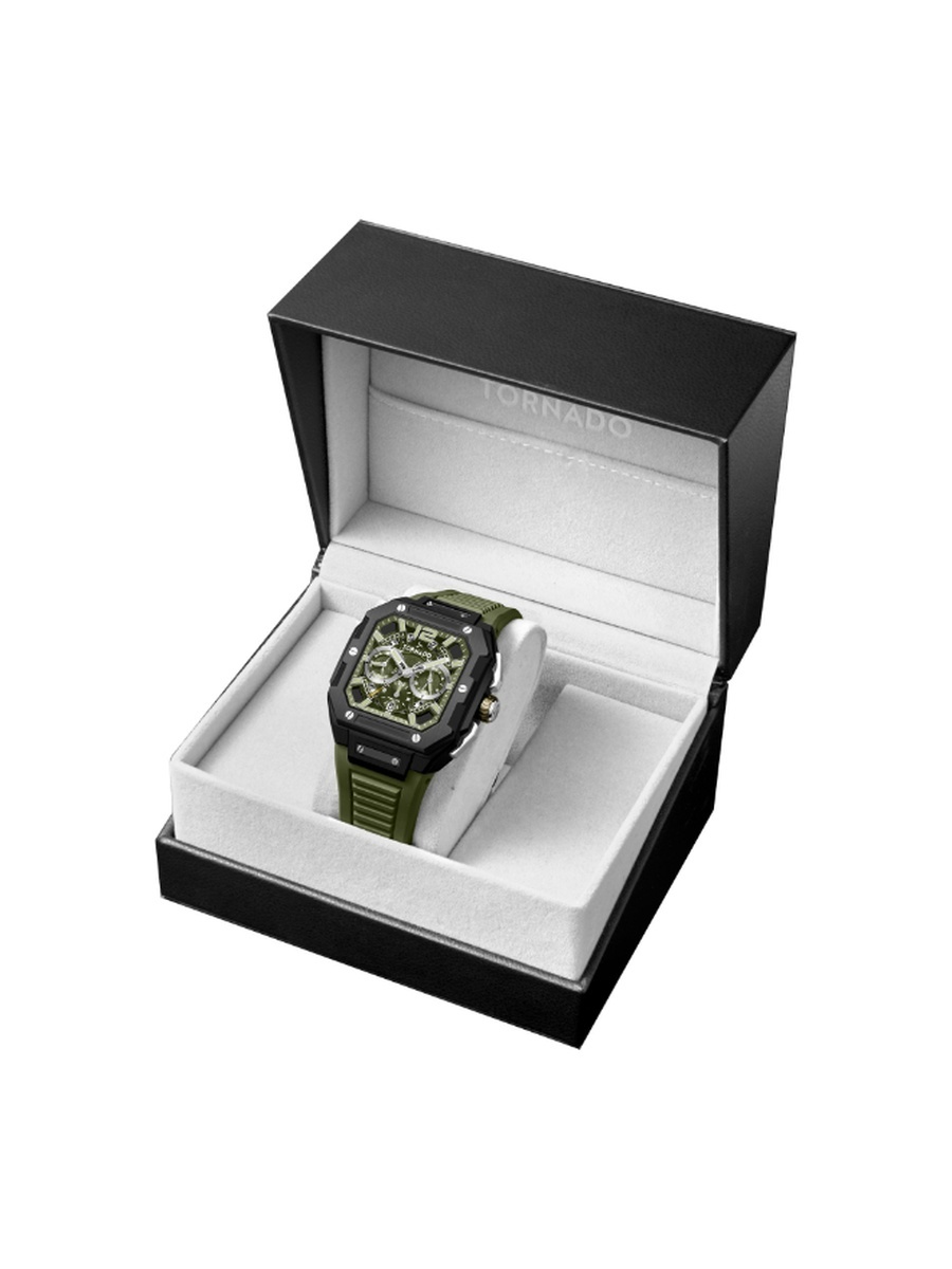 XENITH CURVE Men Miyota JP25 Movement Watch with Multi Function Display and FKM Strap - T26101-BFHH, Green