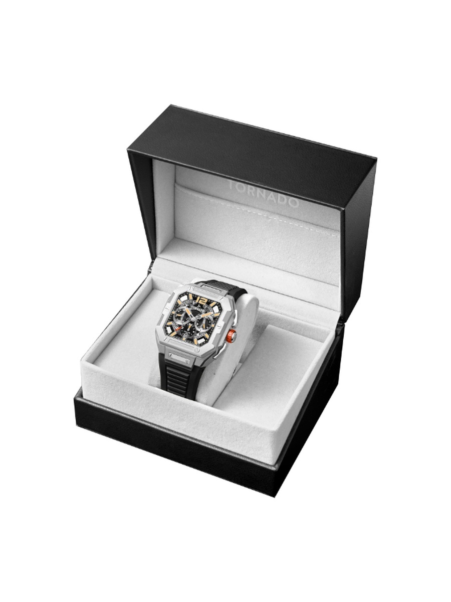 XENITH CURVE Men Miyota JP25 Movement Watch with Multi Function Display and FKM Strap - T26101-SFBB, Black