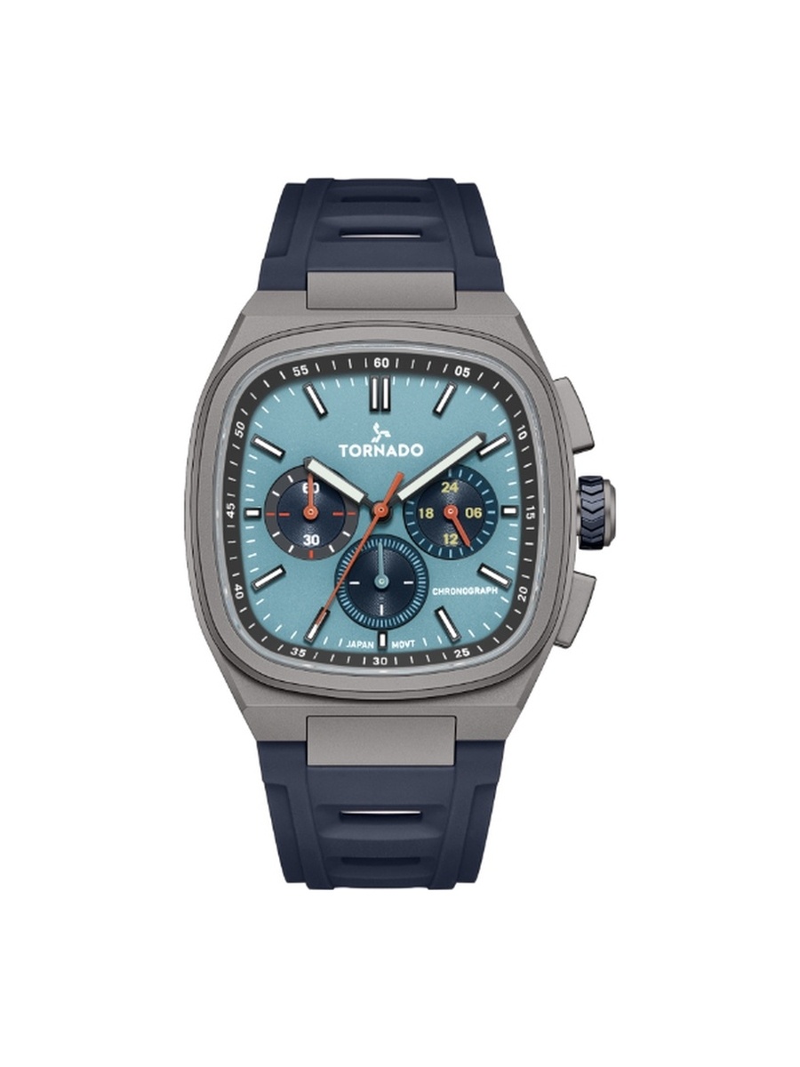 ARISTOCRATE Men Seiko VD54 Movement Watch with Chronograph Display and Rubber Strap - T26102-BRNL, Blue