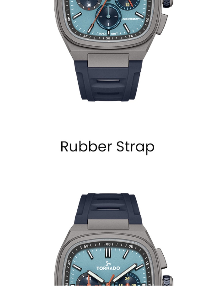 ARISTOCRATE Men Seiko VD54 Movement Watch with Chronograph Display and Rubber Strap - T26102-BRNL, Blue