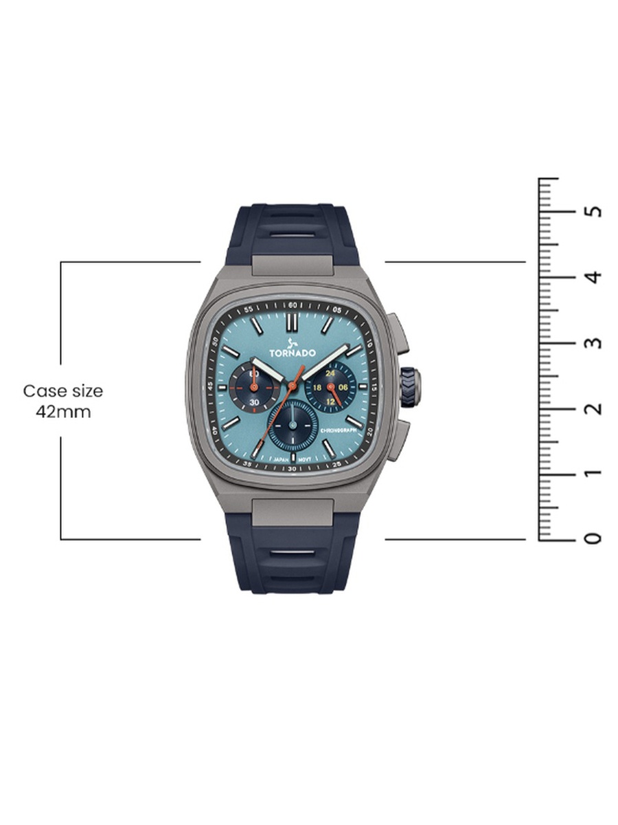 ARISTOCRATE Men Seiko VD54 Movement Watch with Chronograph Display and Rubber Strap - T26102-BRNL, Blue
