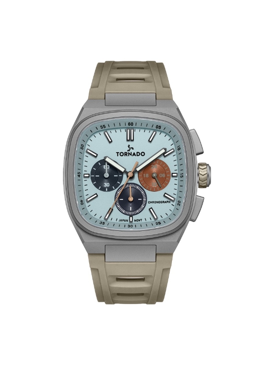 ARISTOCRATE Men Seiko VD54 Movement Watch with Chronograph Display and Rubber Strap - T26102-XREL, Khaki