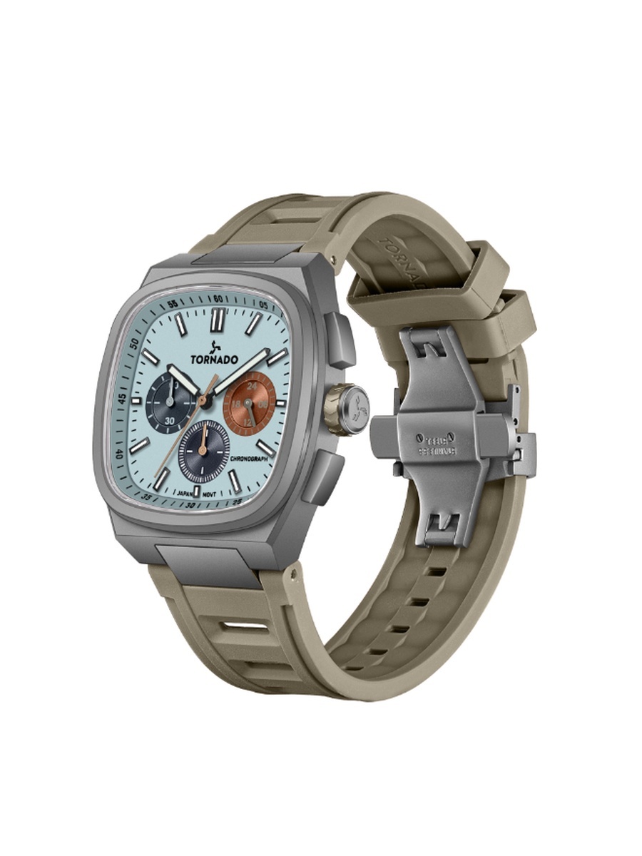 ARISTOCRATE Men Seiko VD54 Movement Watch with Chronograph Display and Rubber Strap - T26102-XREL, Khaki