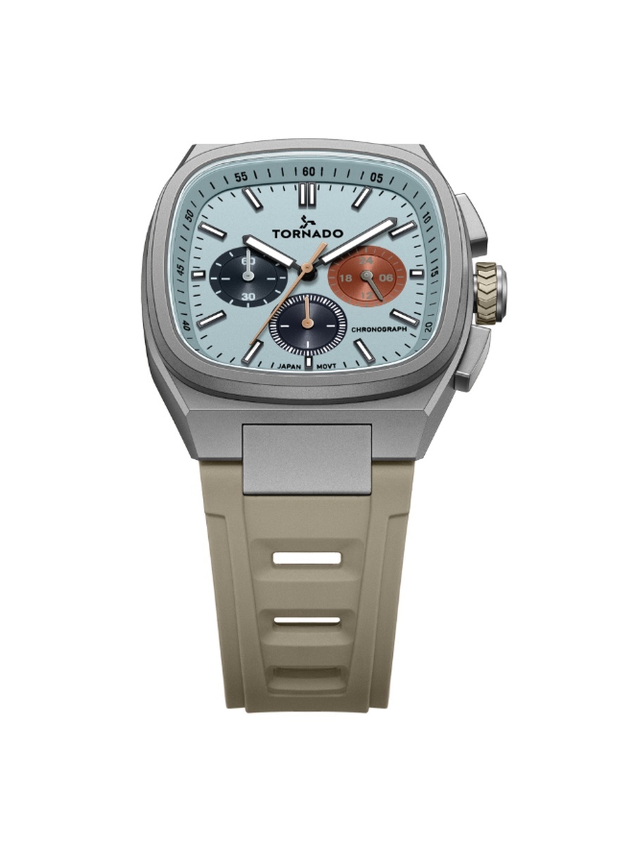 ARISTOCRATE Men Seiko VD54 Movement Watch with Chronograph Display and Rubber Strap - T26102-XREL, Khaki