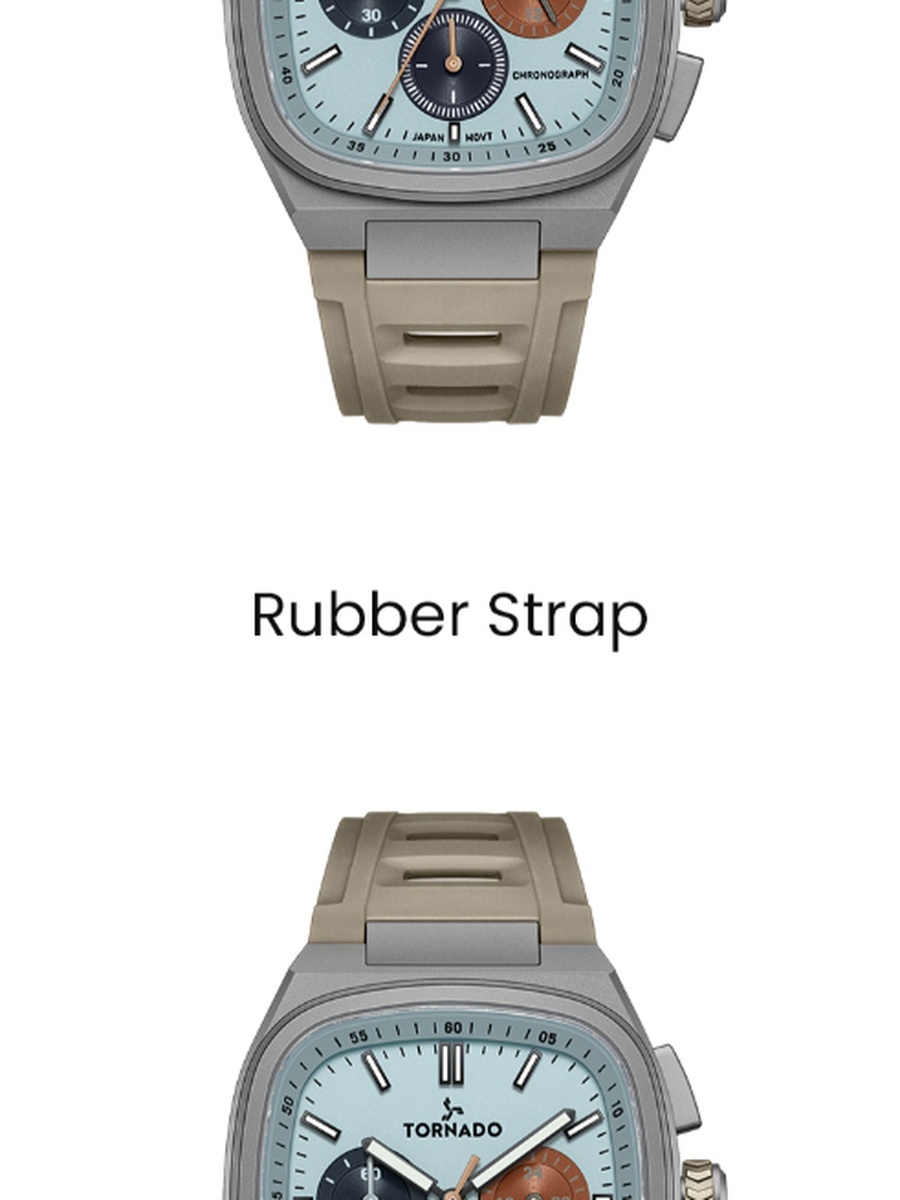 ARISTOCRATE Men Seiko VD54 Movement Watch with Chronograph Display and Rubber Strap - T26102-XREL, Khaki