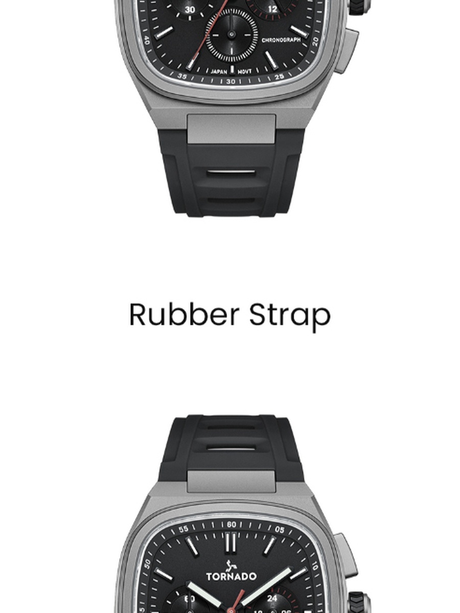 ARISTOCRATE Men Seiko VD54 Movement Watch with Chronograph Display and Rubber Strap - T26102-XRBB, Black