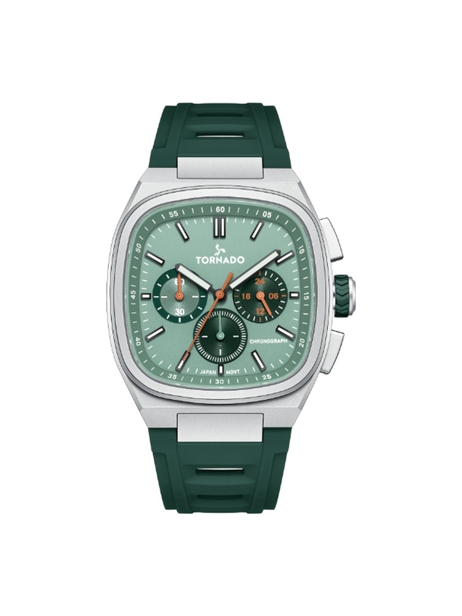ARISTOCRATE Men Seiko VD54 Movement Watch with Chronograph Display and Rubber Strap - T26102-SRGG, Green