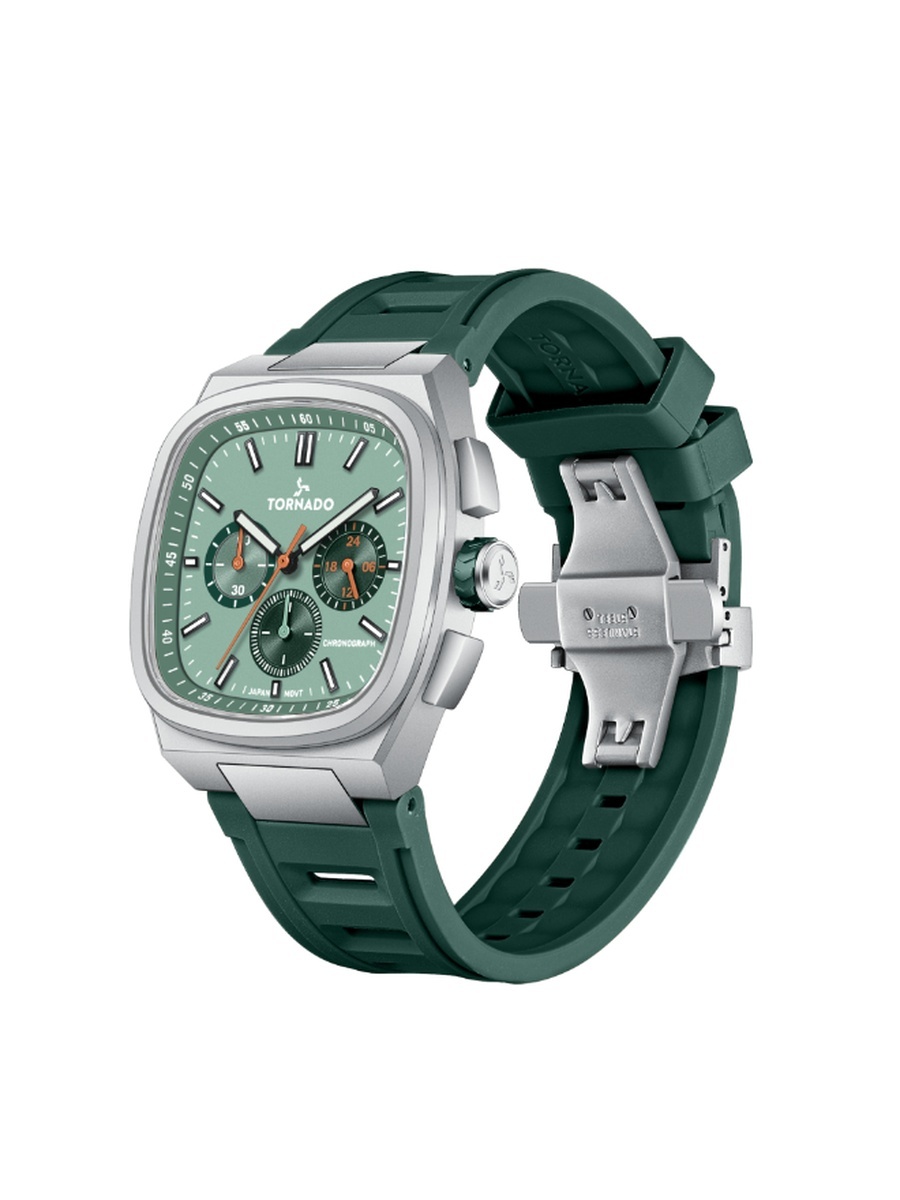 ARISTOCRATE Men Seiko VD54 Movement Watch with Chronograph Display and Rubber Strap - T26102-SRGG, Green