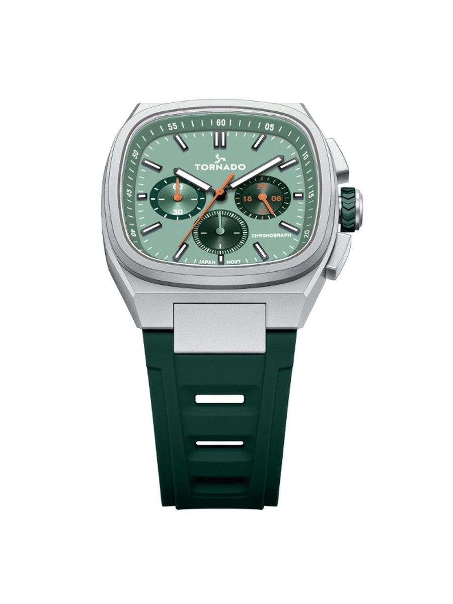 ARISTOCRATE Men Seiko VD54 Movement Watch with Chronograph Display and Rubber Strap - T26102-SRGG, Green