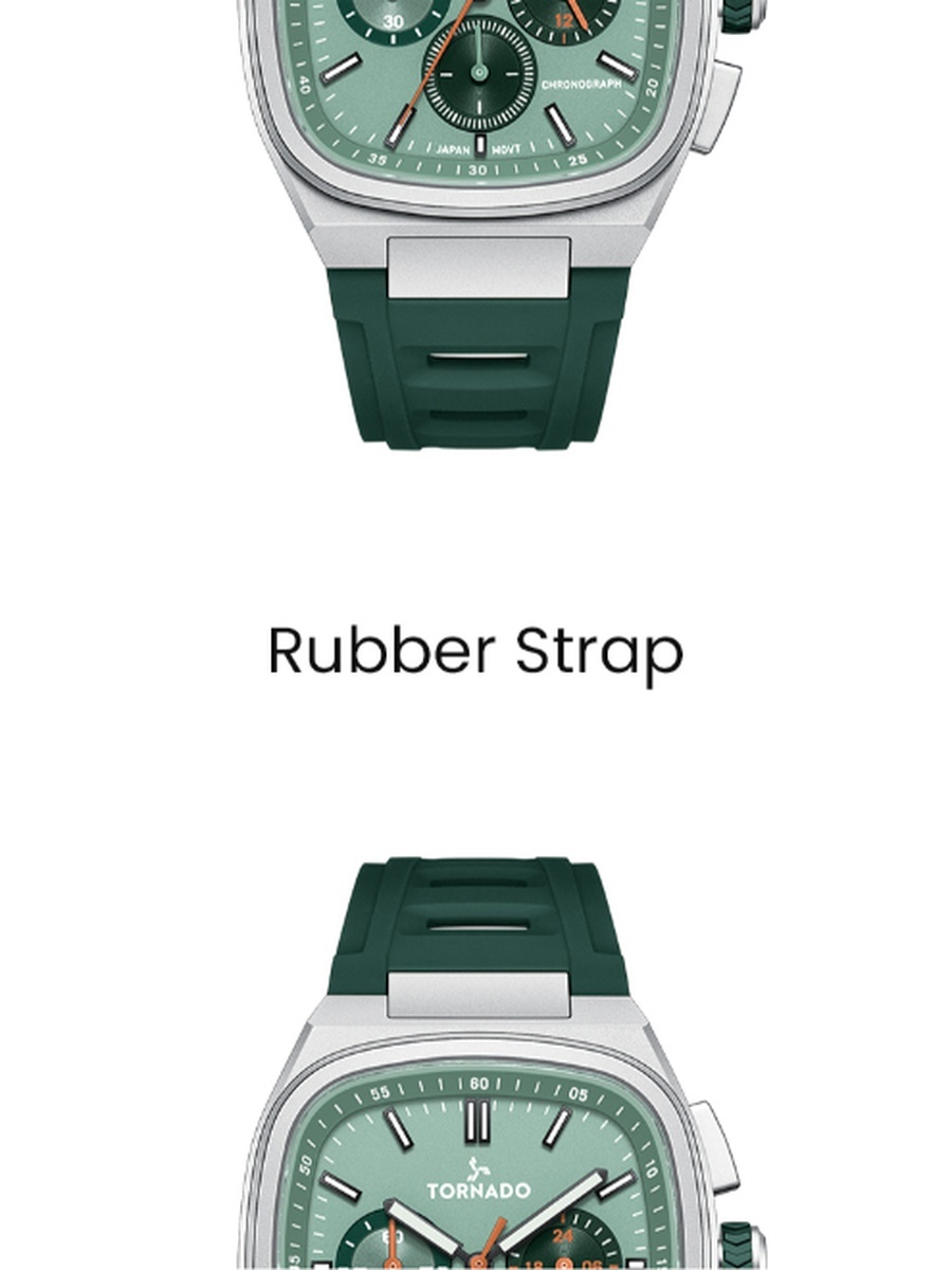 ARISTOCRATE Men Seiko VD54 Movement Watch with Chronograph Display and Rubber Strap - T26102-SRGG, Green