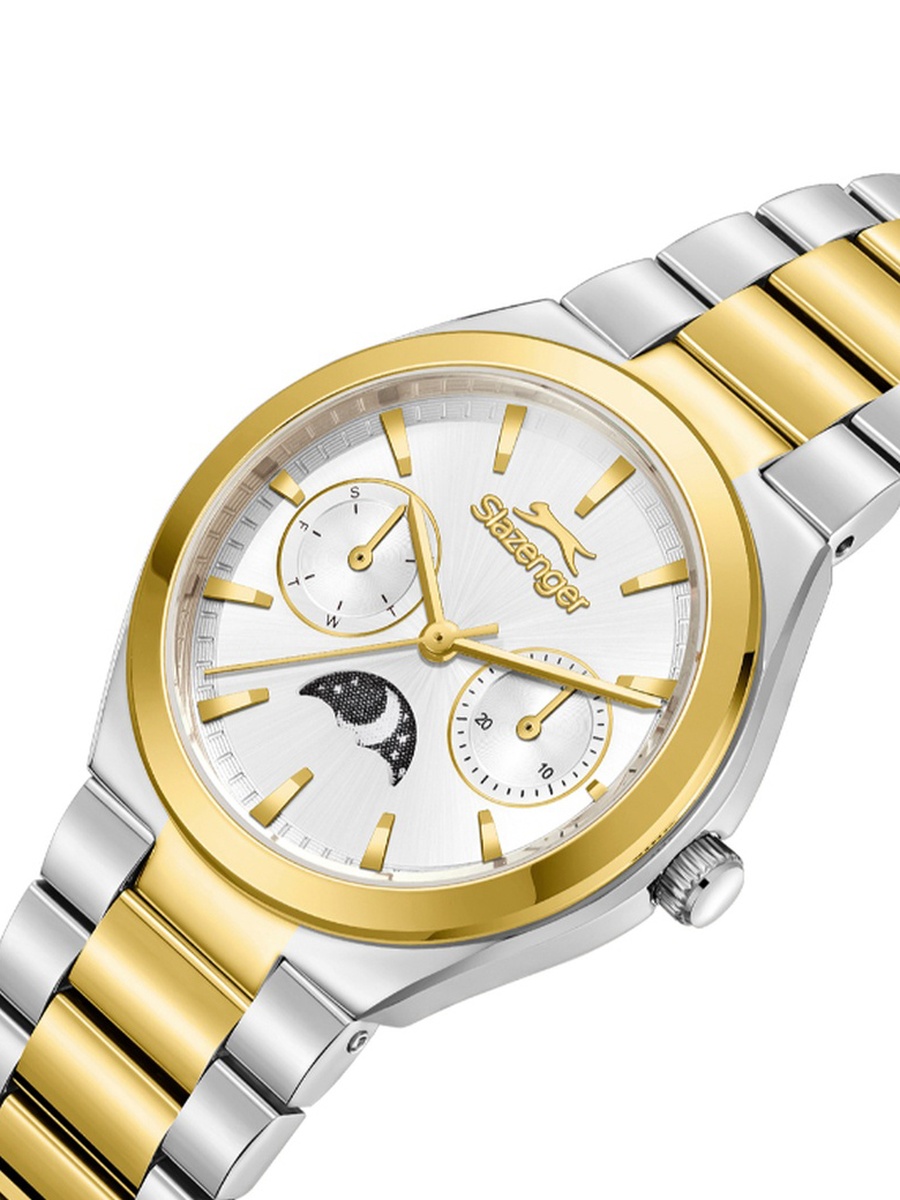 Women VX3HE11 Movement Watch, Multi Function Display and Metal Strap - SL.9.2468.4.05, Silver/Gold