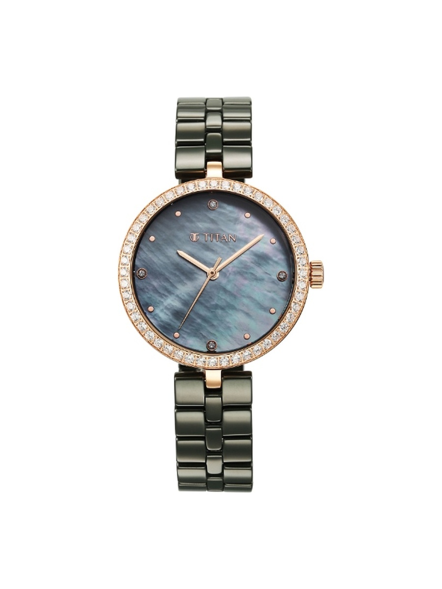 Women Quartz Movement Watch with Analog Display and Ceramic Strap - 95215KC04, Green