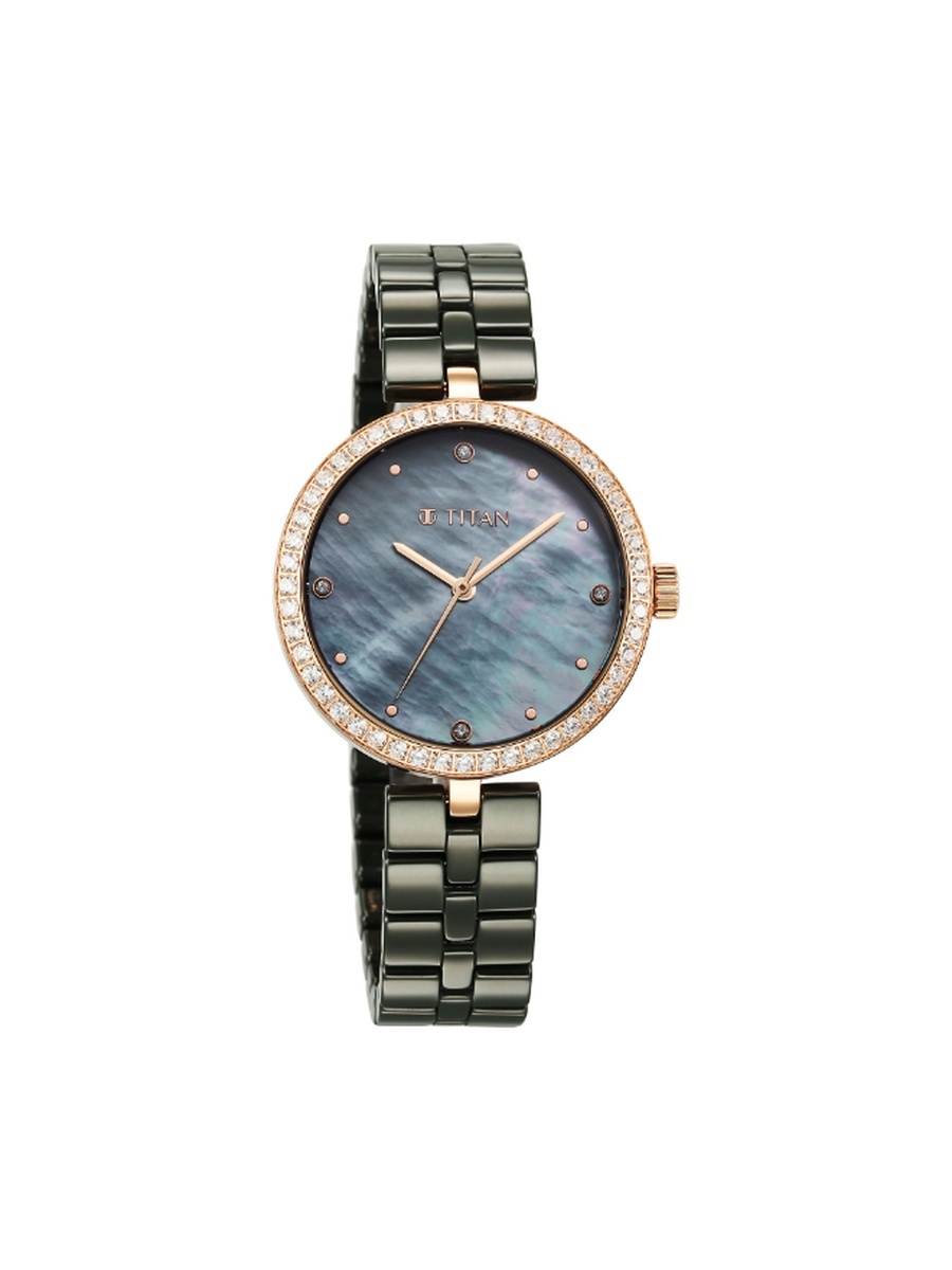 Women Quartz Movement Watch with Analog Display and Ceramic Strap - 95215KC04, Green