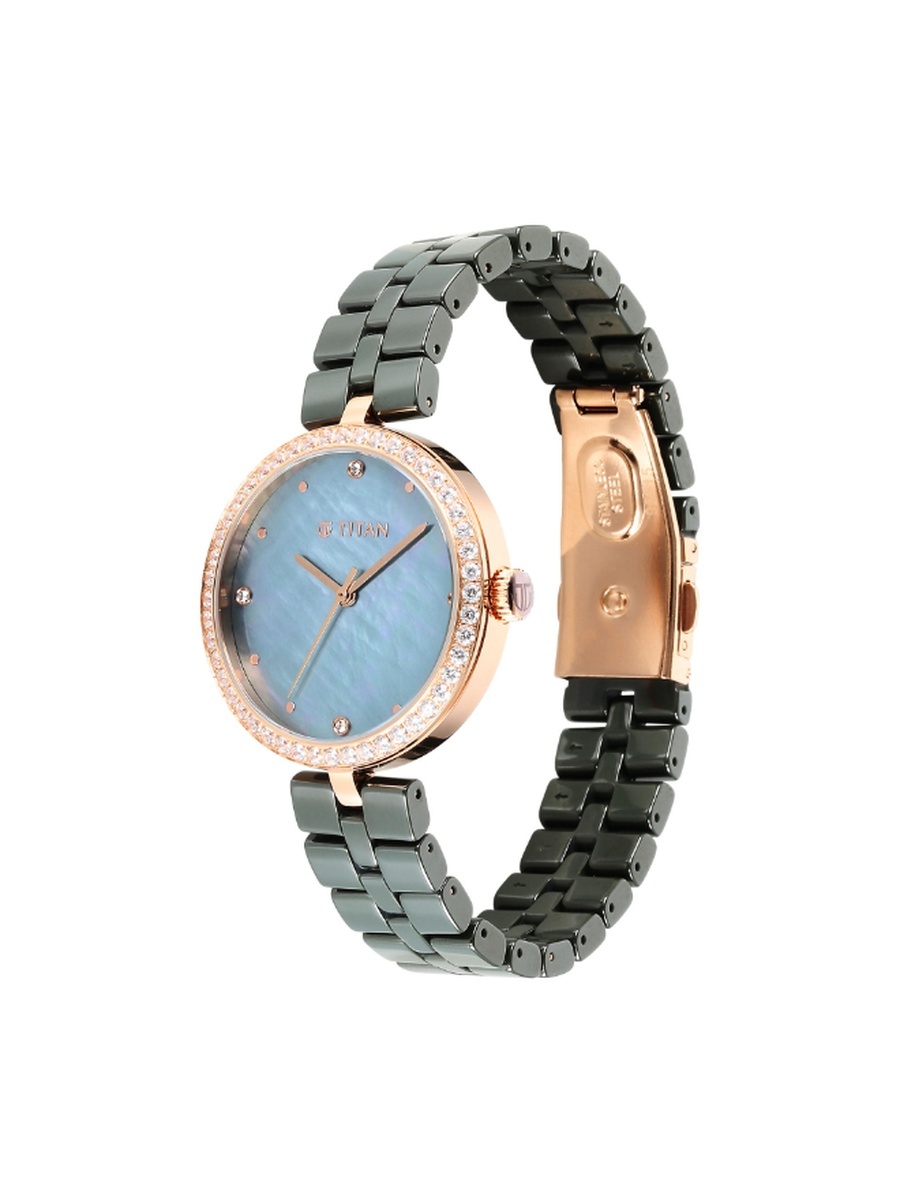 Women Quartz Movement Watch with Analog Display and Ceramic Strap - 95215KC04, Green