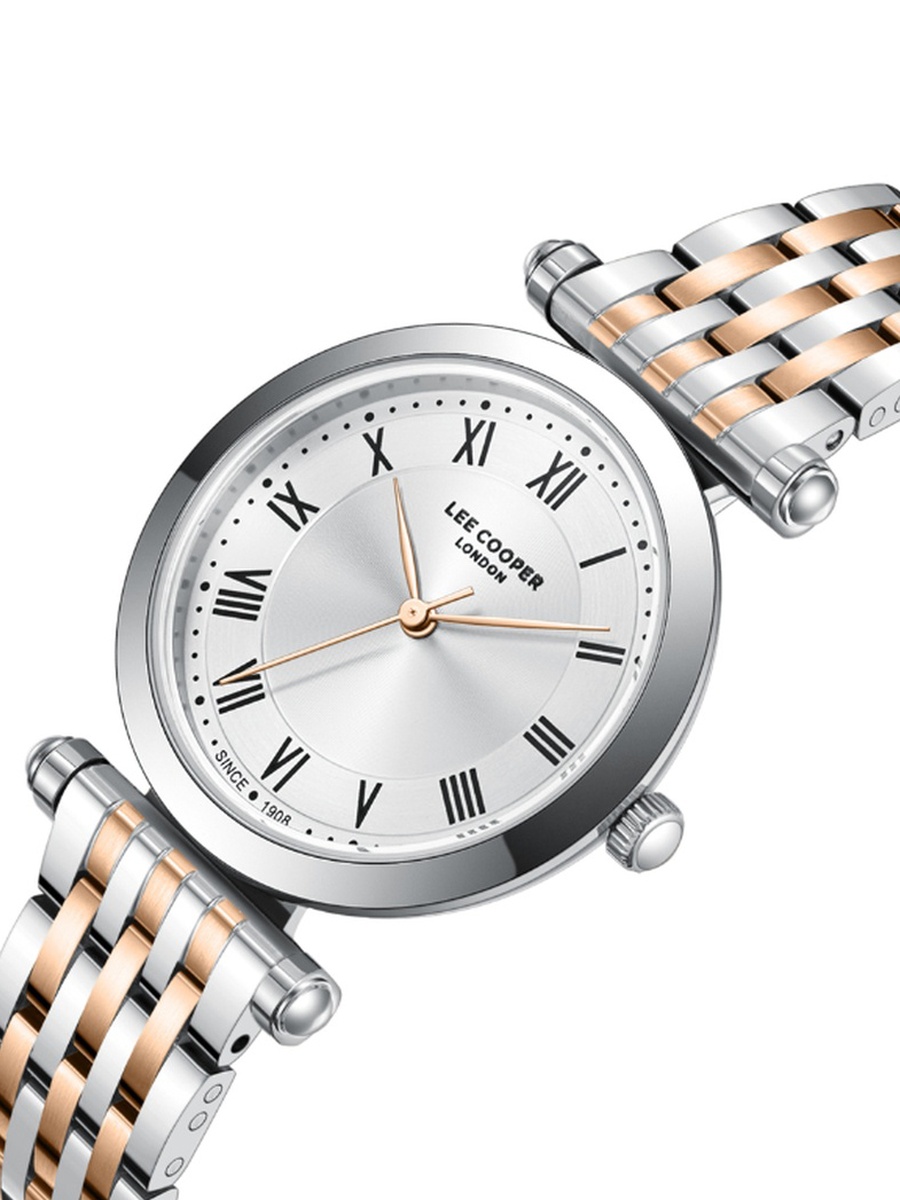 Women JP25 Movement Watch, Analog Display and Metal Strap - LC08290.530, Two Tone Rose Gold