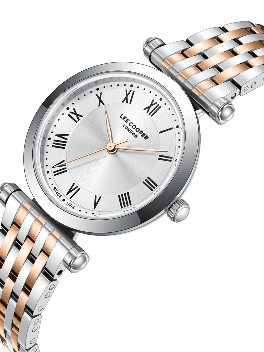 Women JP25 Movement Watch, Analog Display and Metal Strap - LC08290.530, Two Tone Rose Gold