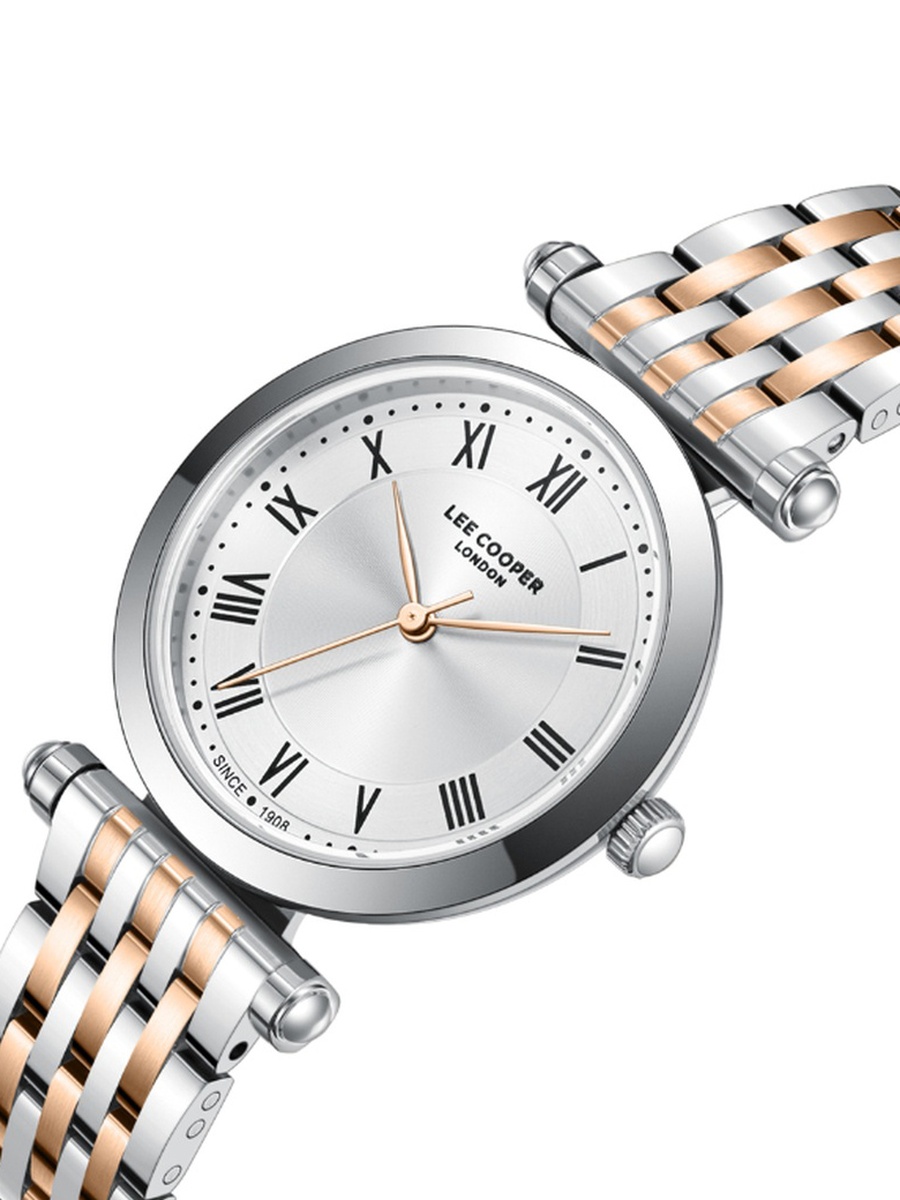 Women JP25 Movement Watch, Analog Display and Metal Strap - LC08290.530, Two Tone Rose Gold