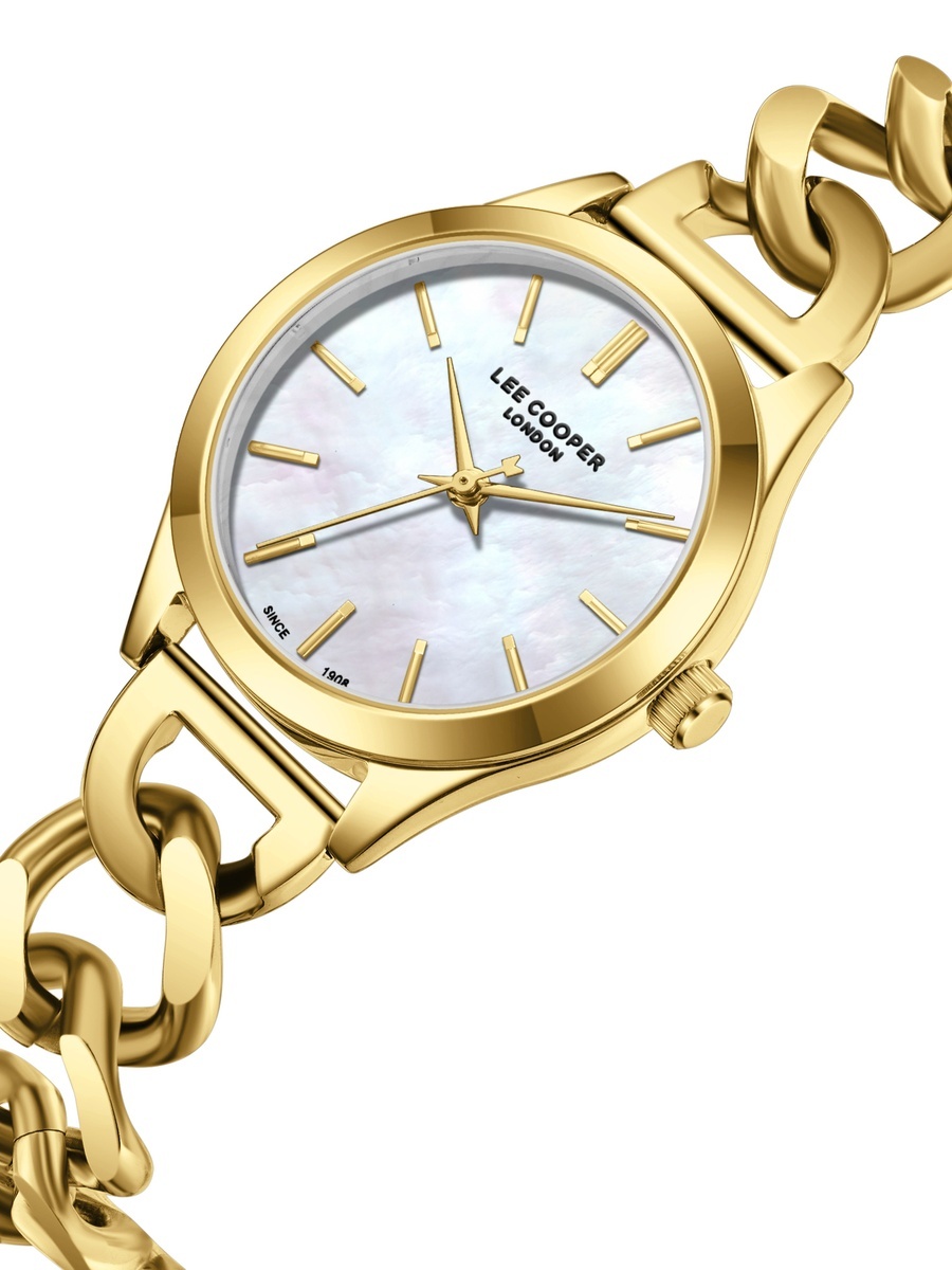 Women JP25 Movement Watch, Analog Display and Metal Strap - LC08291.120, Gold
