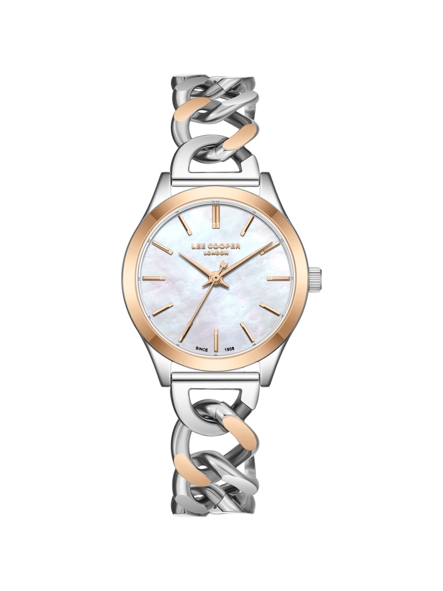 Women JP25 Movement Watch, Analog Display and Metal Strap - LC08291.520, Two Tone Rose Gold