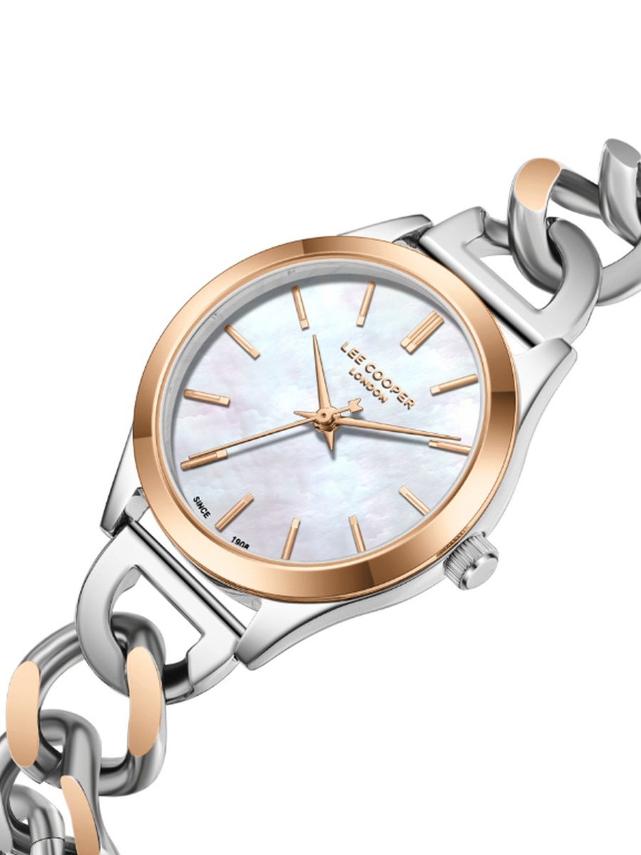Women JP25 Movement Watch, Analog Display and Metal Strap - LC08291.520, Two Tone Rose Gold
