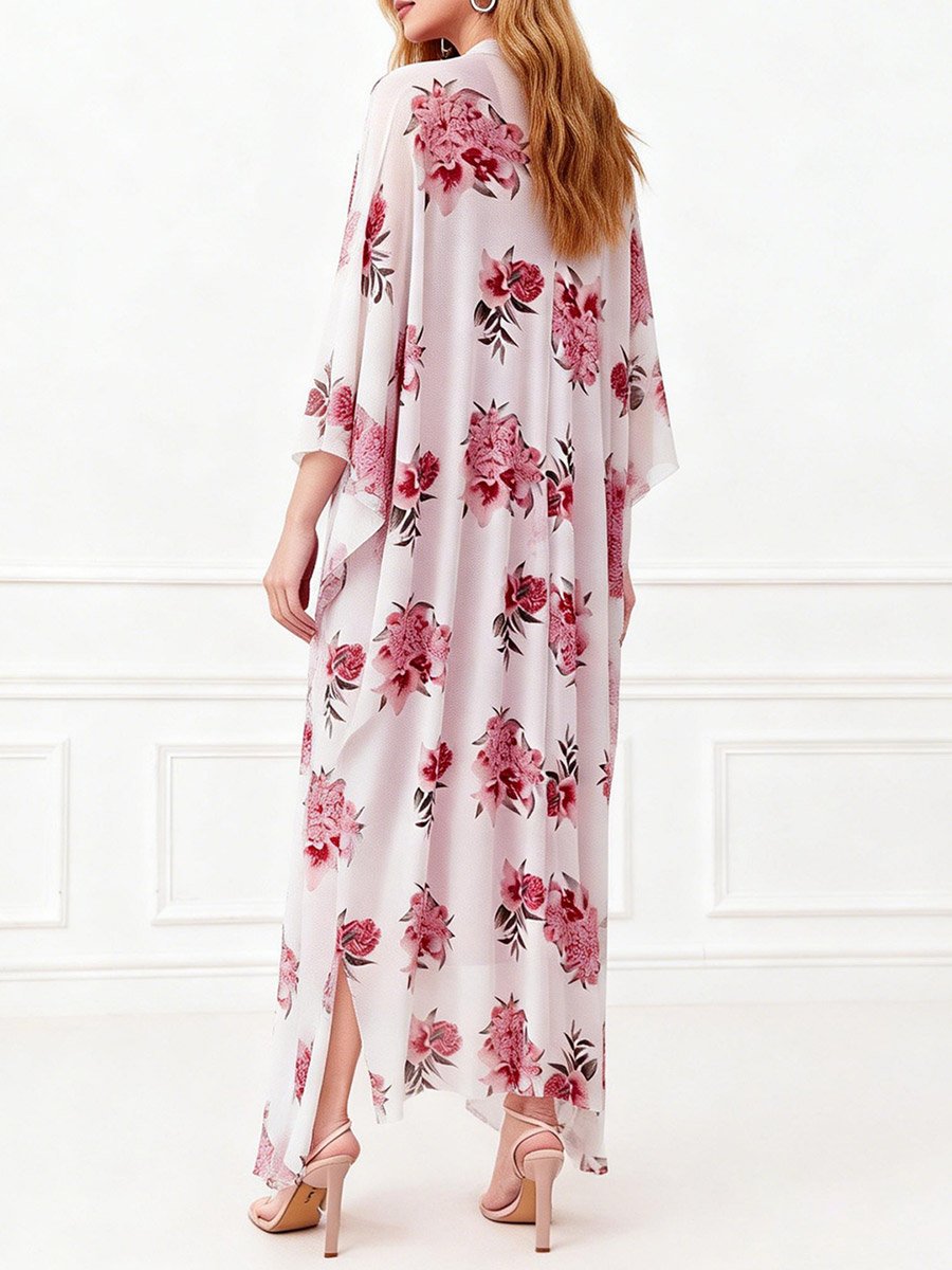 Black Halter Neck Maxi Dress and Printed Kimono Co-ord Set