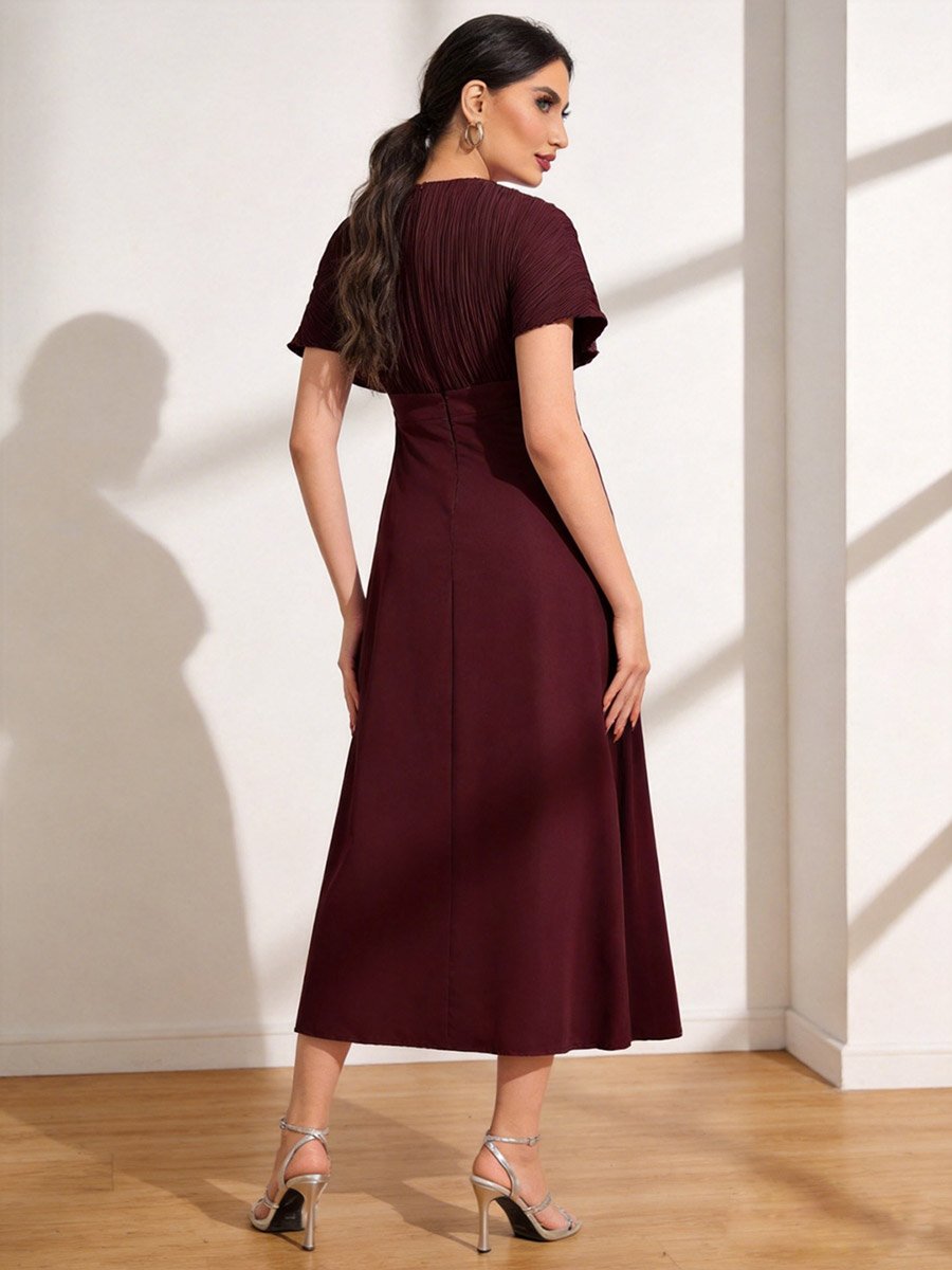 mesh bodycon dress long sleeve Women's Melissa Mock Neck Sheer Mix Midi In Size Medium - Plum MIDDLE AGEBrand Name Women's knit Color:Black White Dot Dusty Blue deep v-neck
