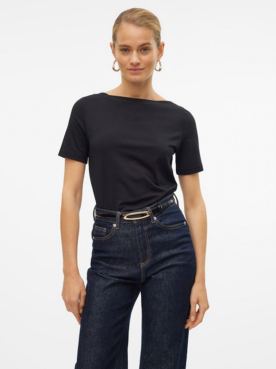 Black Panda Solid Short Sleeves Top