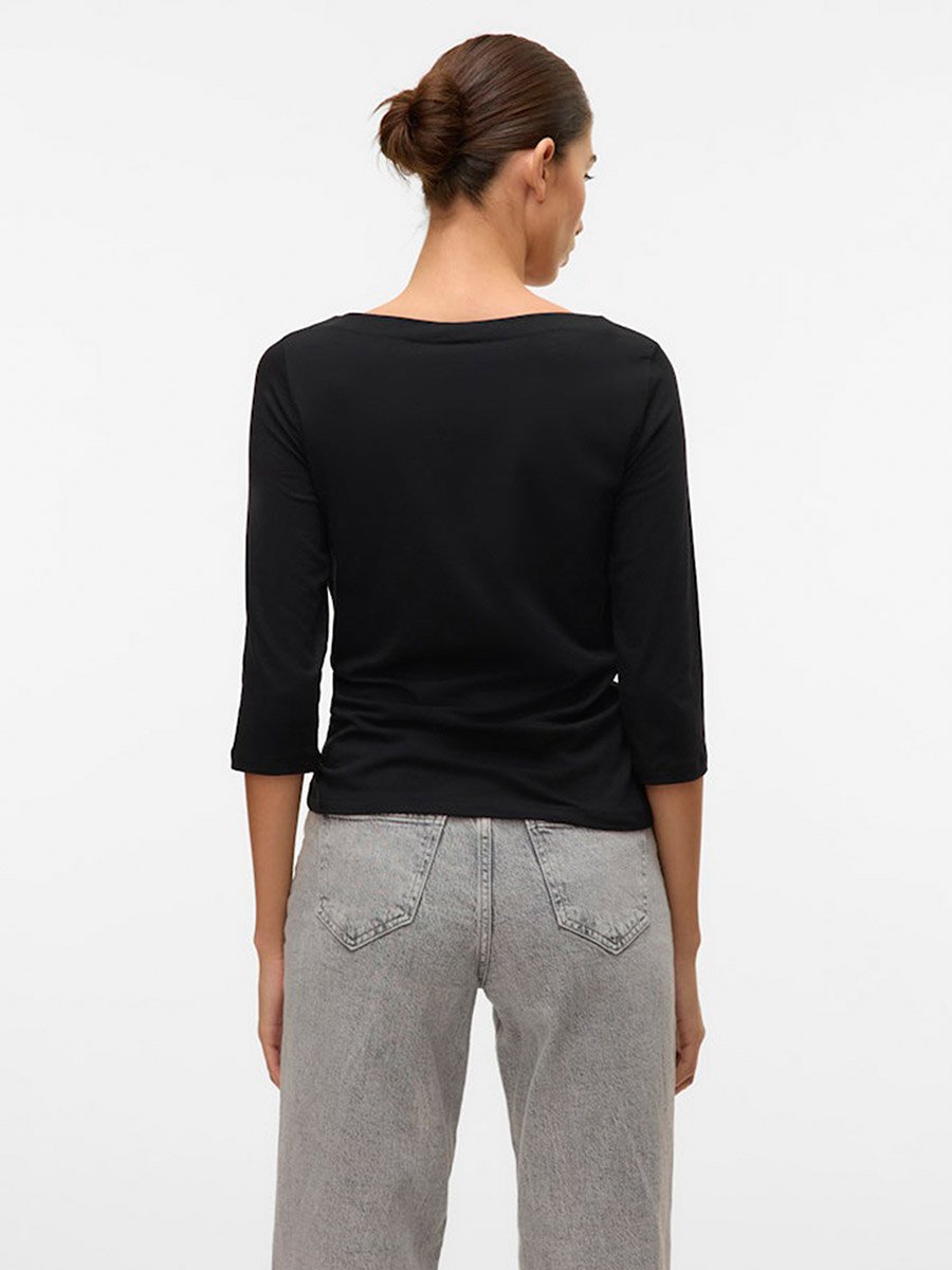 Black Panda Solid 3/4 Sleeves Top