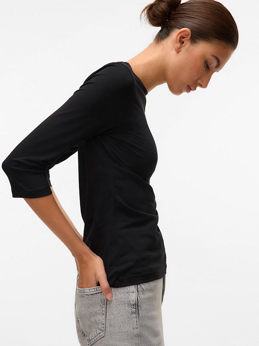 Black Panda Solid 3/4 Sleeves Top