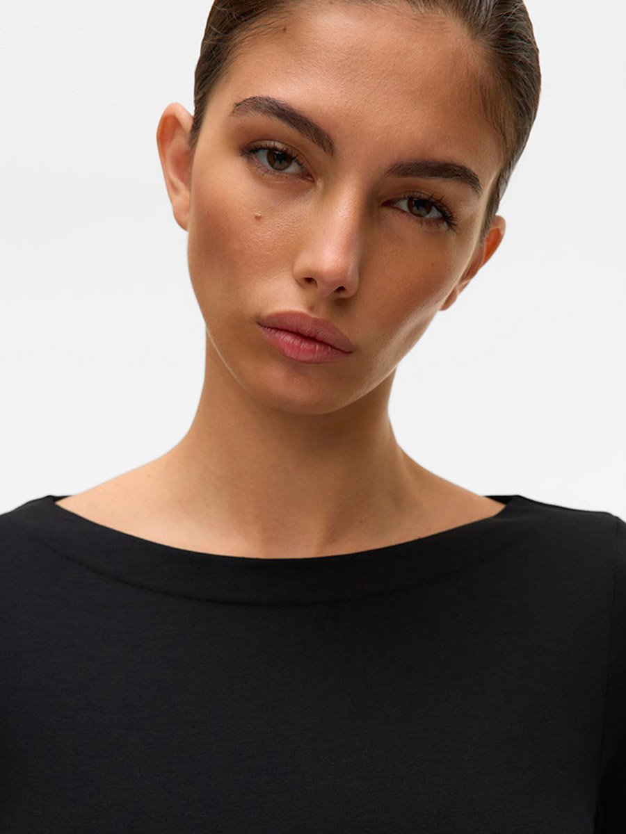 Black Panda Solid 3/4 Sleeves Top