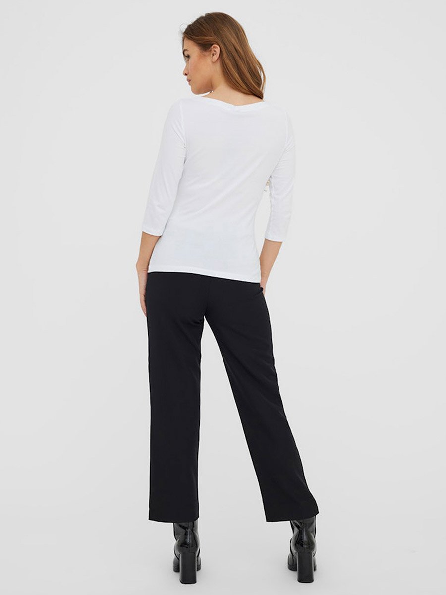 White Panda Solid 3/4 Sleeves Top