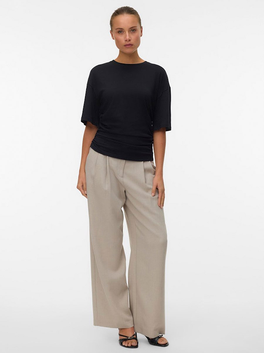 Black Awnavaro Solid Ruched Side Top