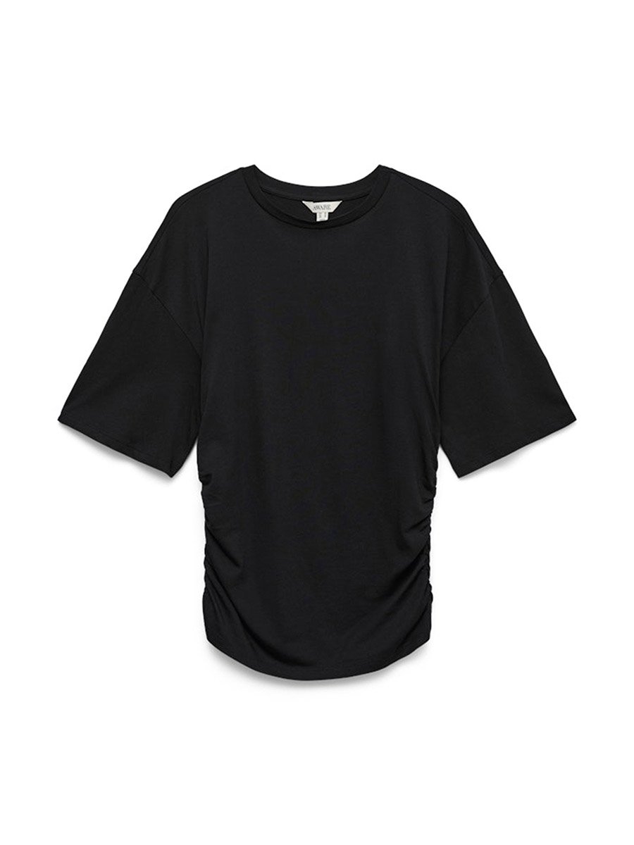 Black Awnavaro Solid Ruched Side Top