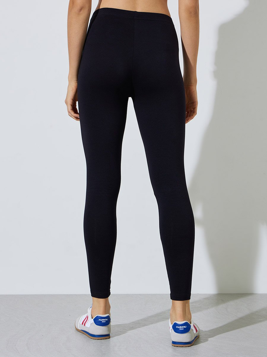 Pack of 2 - Black and Navy Blue Solid Ankle-Length Leggings