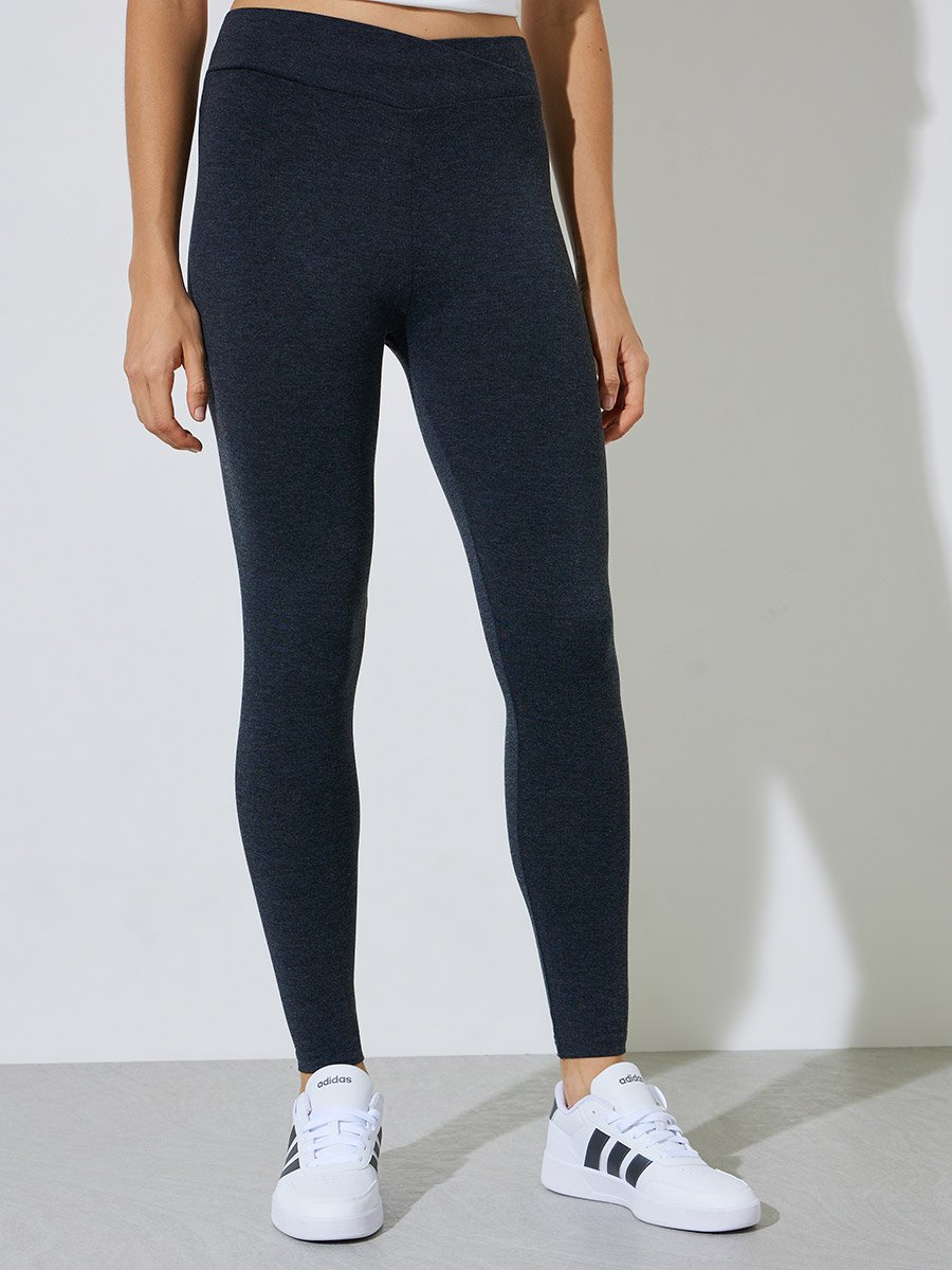 Pack of 2 - Black and Charcoal Solid Skinny Leggings