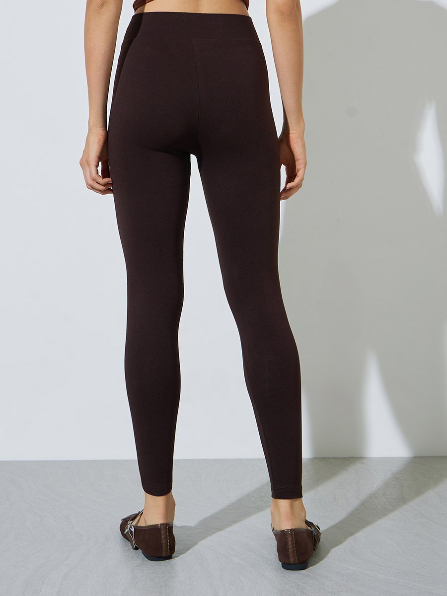 Pack of 2 - Black and Brown Solid Skinny Leggings