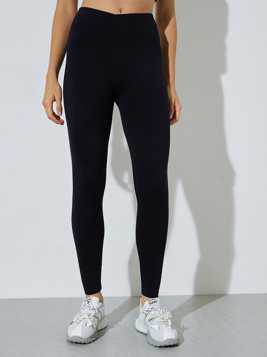 Pack of 2 - Black and Brown Solid Skinny Leggings