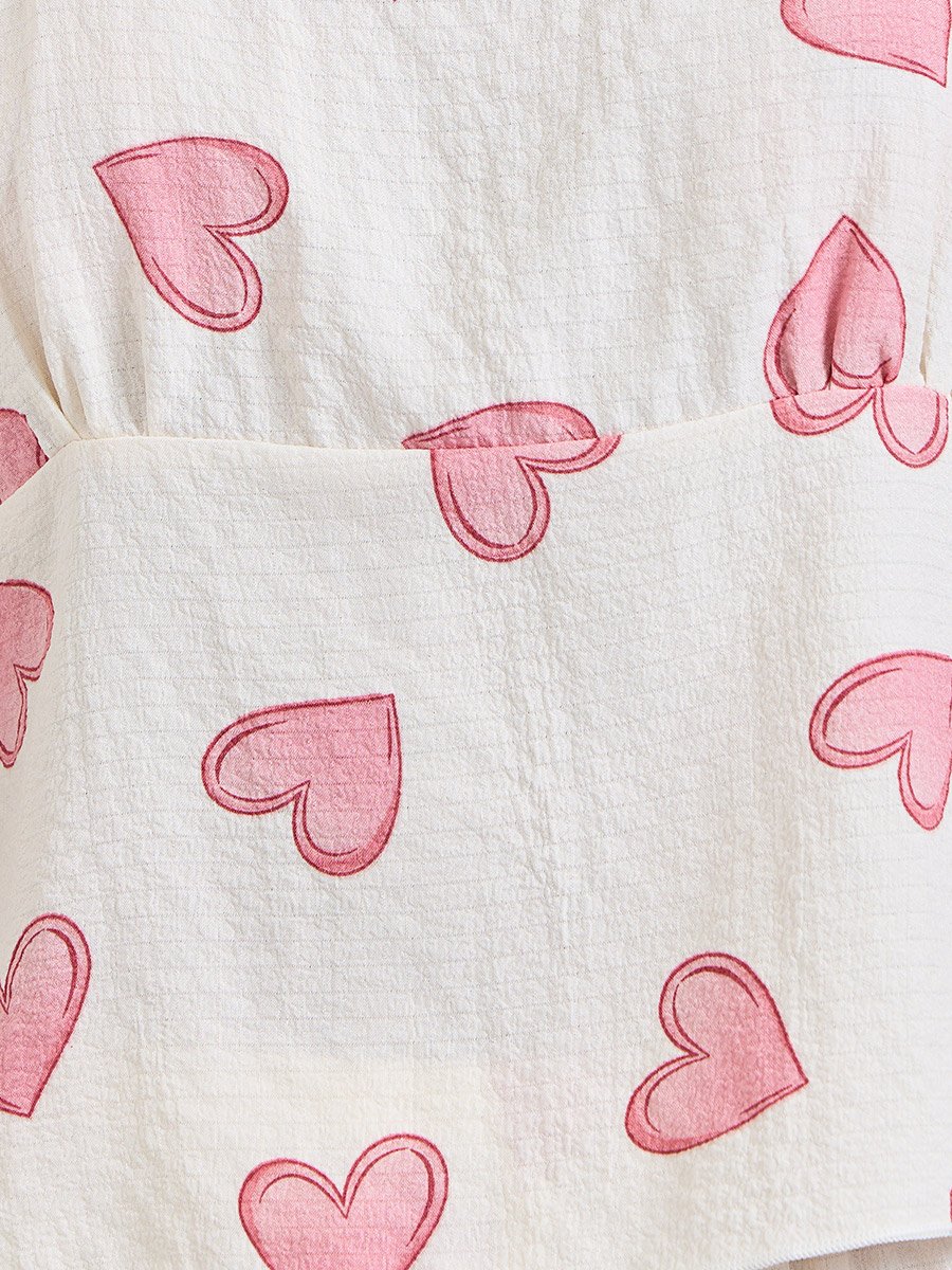 White Heart Print Cami and Pyjama Set