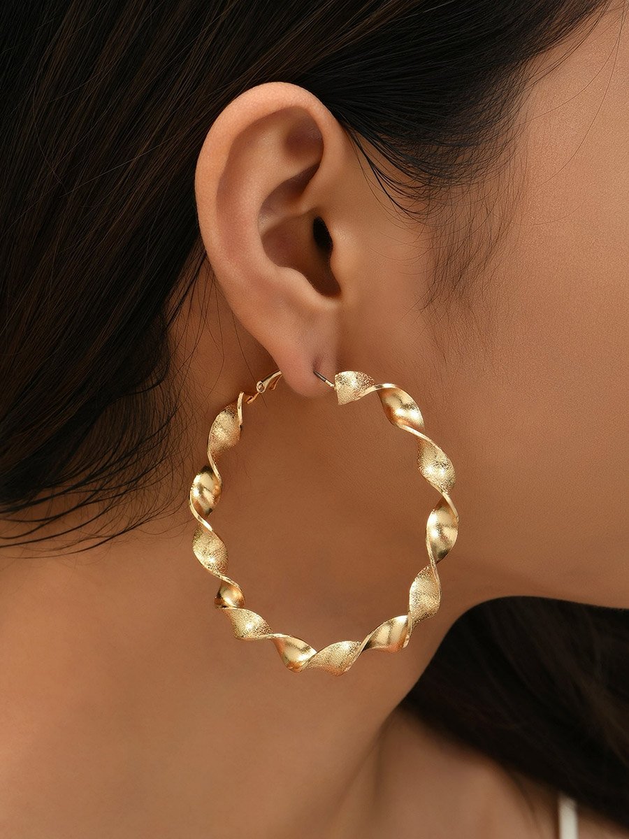 Gold Hoop Twisted Greek Key Earrings