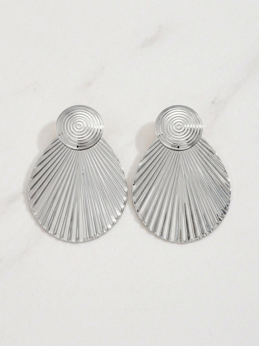 Silver Oversized Fan Drop Earrings