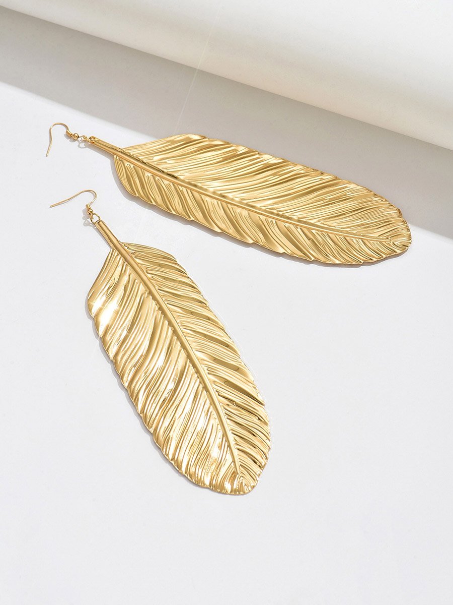 Textured Feather Leaf Drop Earrings